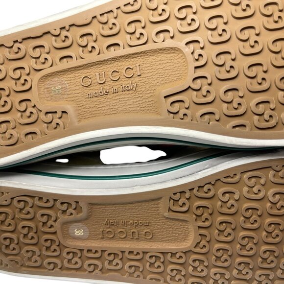 GUCCI Tennis 1977 Old Multicolor Canvas Tweed Butter Yellow Womens 38 8 - Picture 10 of 12